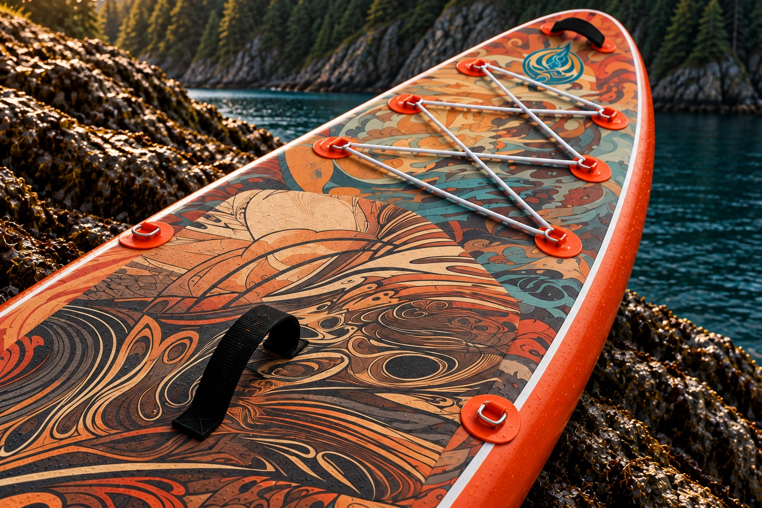 Close view of Phoenix Voyage's printed deck and fittings